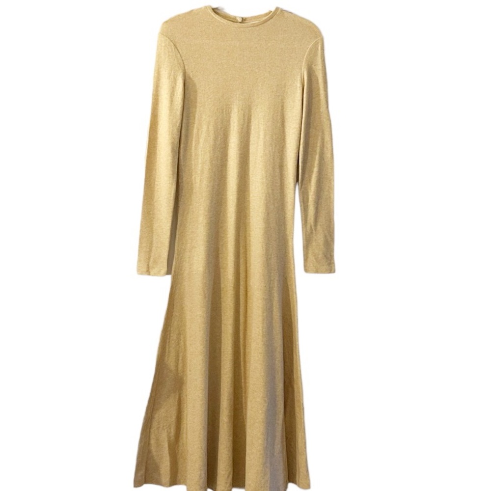 Vince Metallic Gold Long-Sleeve Maxi Dress